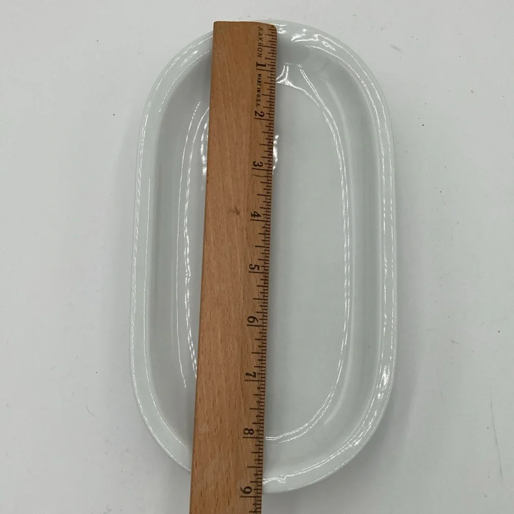 Crate & Barrel Stadium Oval White Ware Ceramic Plates